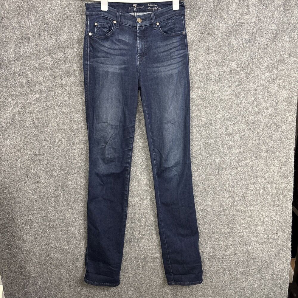 7 For All Mankind Kimmie Straight Jeans Womens Size 29 Blue Dark Wash Stretch